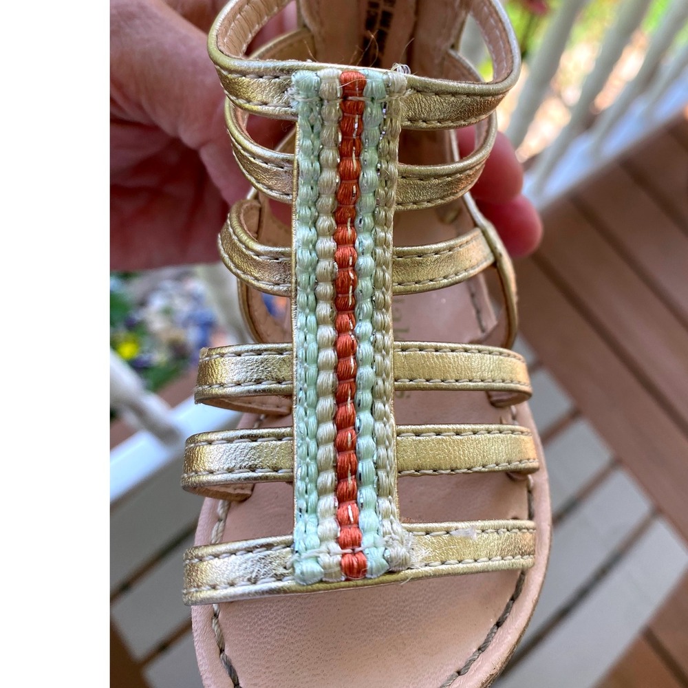 Koala Kids Gladiator Sandals Gold‎ Strappy Back Zipper Toddler Girl Size 4